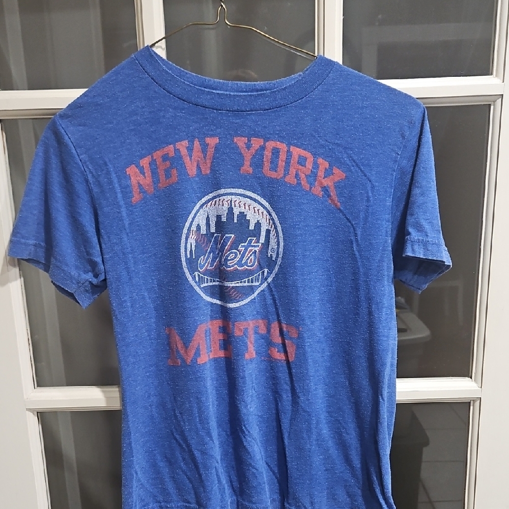 Unisex Vintage New York Mets Graphic Tee - Blue With Logo Size Small Unbranded